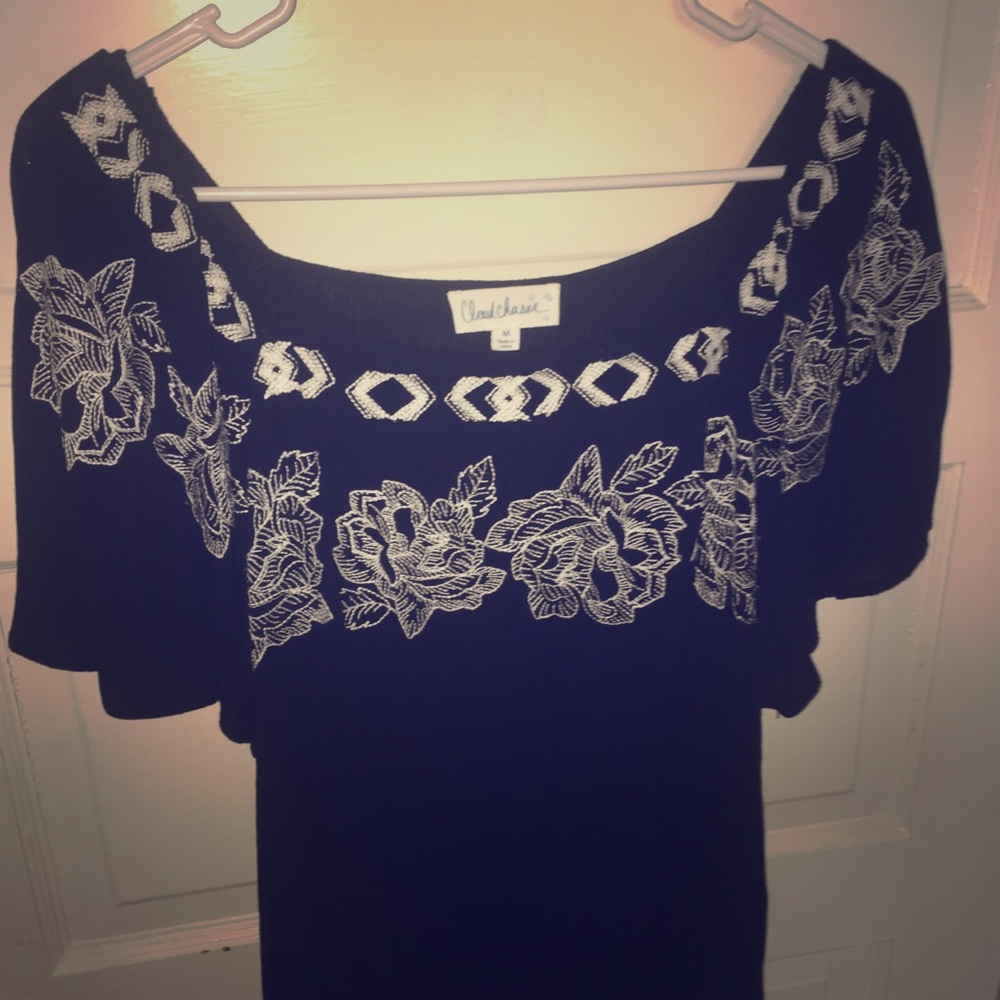 New black rayon flutter sleeve blouse